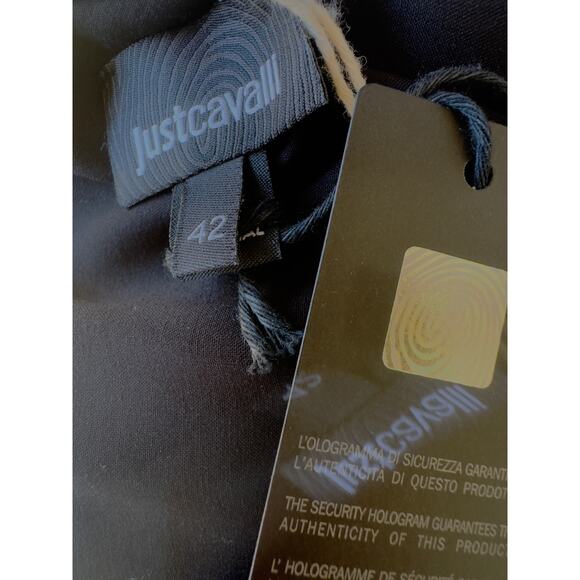 JUST CAVALLI NWT Asymmetric printed satin mini dress sz 42 / M - Picture 9 of 10